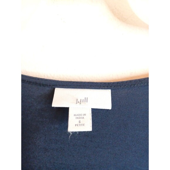 J. Jill Pullover Top Blouse SP Navy Blue Floral Embroidered Sleeves Boho Peasant - Picture 5 of 8